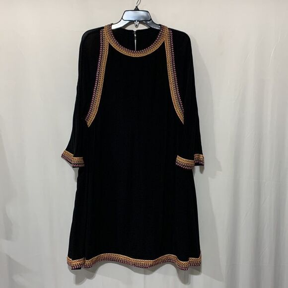 METISU dress keyhole back button closure tribal trim partial lined women’s sz XL - Picture 13 of 13